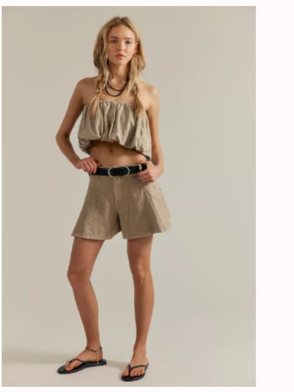 NEW! Free People 'Song & Dance' A-Line Cotton Shorts in PARCHMENT (6)